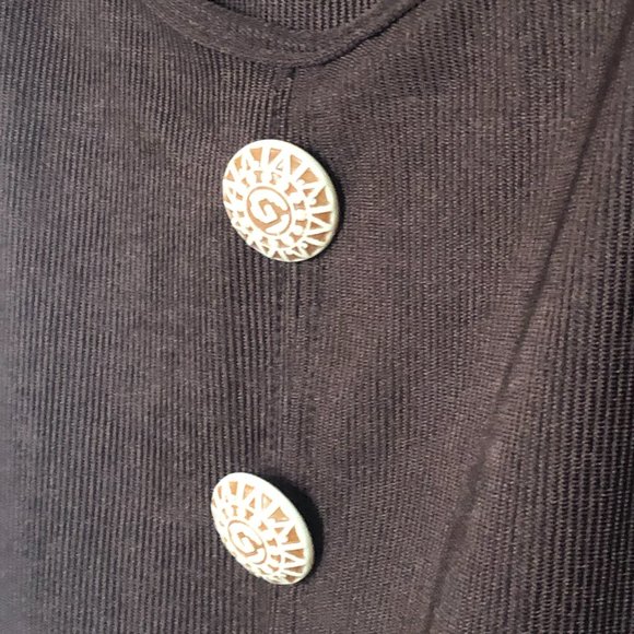 Vintage 70s Brown Ribbed Button Down Midi Dress with Decorative Ribbed Buttons - Picture 4 of 11